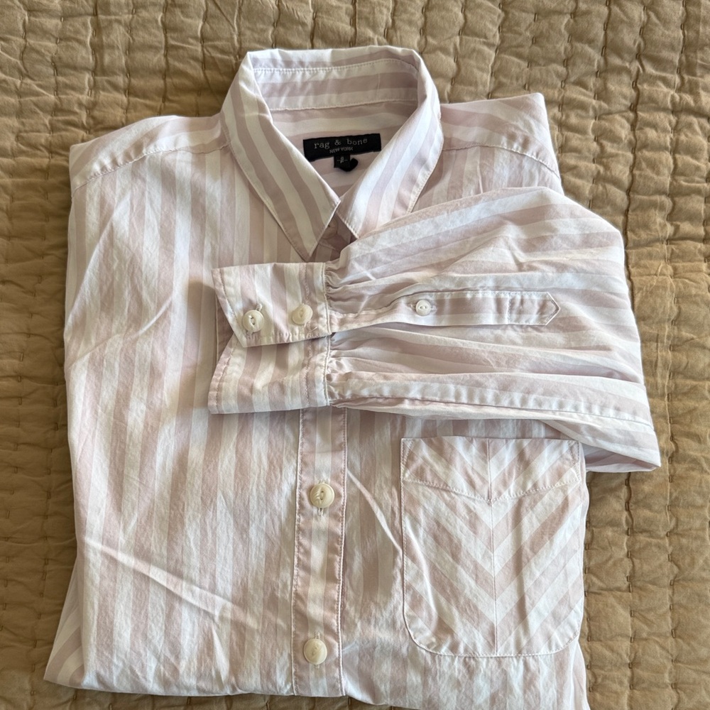 rag & bone Lavender and White Striped Shirt